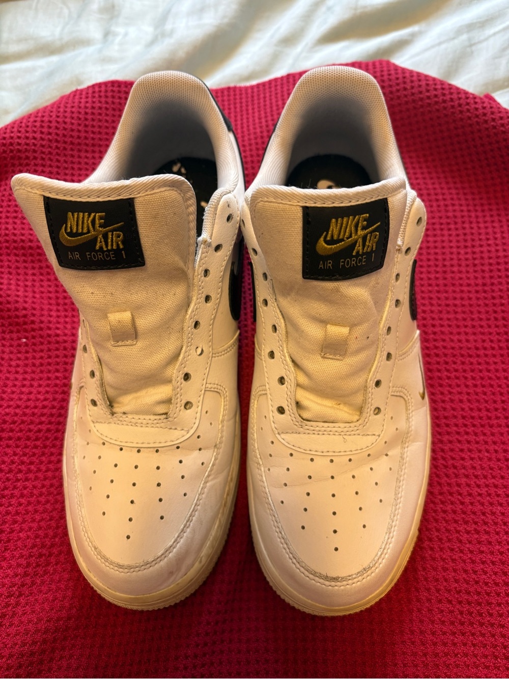 Nike Air Force 1 Low '07 Essential White Black Gold Mini Swoosh (CZ0270-102) 10